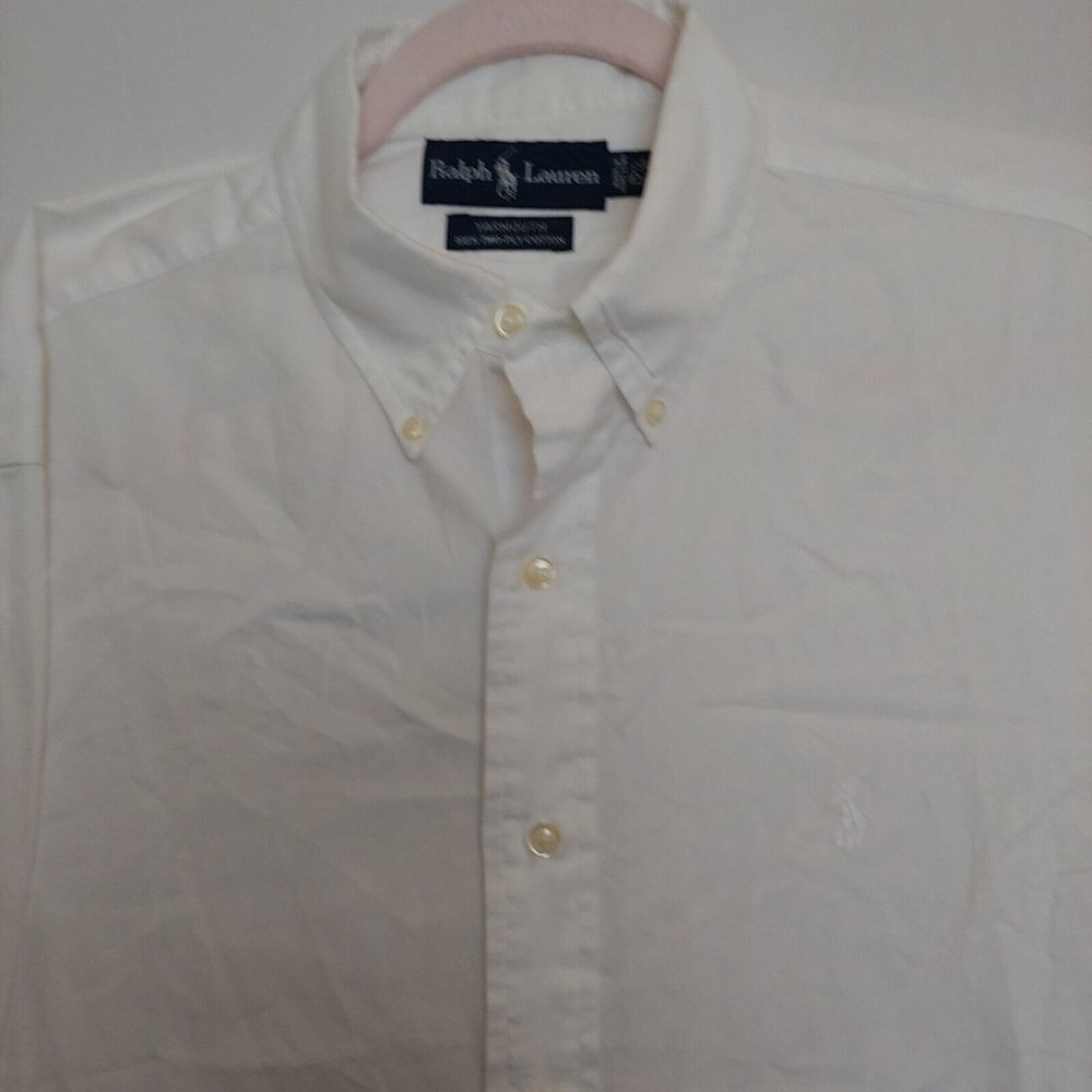 Lauren Ralph Lauren blue label white Yardmouth button shirt size 151/2 32/33 - Picture 2 of 12